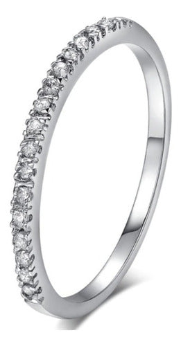 Anel Meia Aliança Aparador Dourado Ou Prata Pedra Zirconia