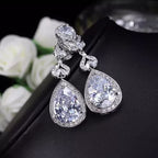 Brinco Noiva Pedra Zirconia Prata Festa Debutante Gota