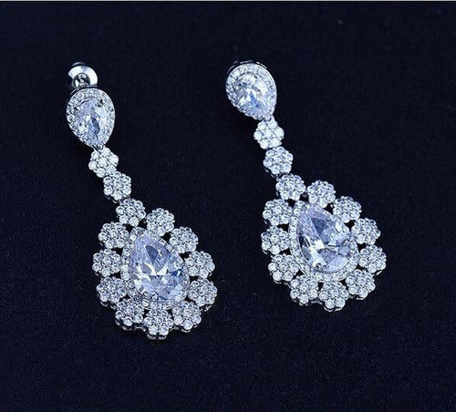 Brinco Noiva Pedra Zirconia Prata Festa Debutante Luxo