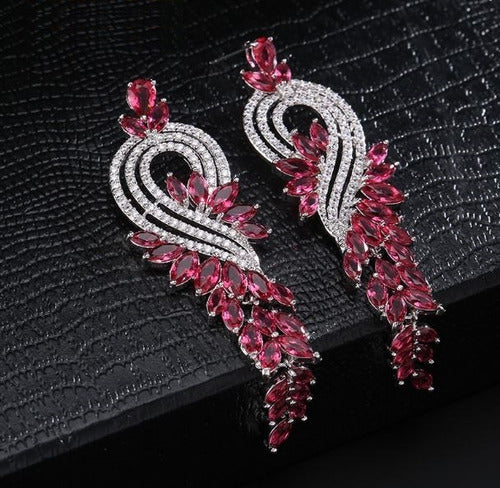 Brinco Noiva Zirconia Azul Prata Festa Madrinha Formatura