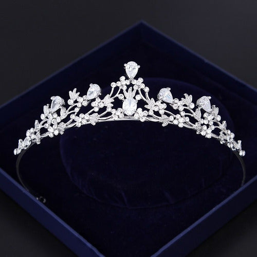 Coroa Tiara Cabelo Noiva Prata Princesa Zirconia E Strass