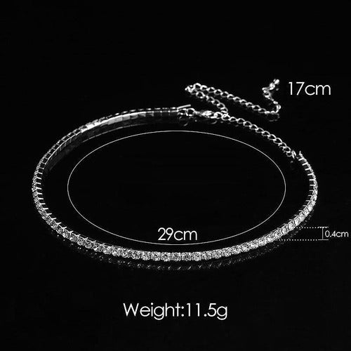 Colar Chocker Prata Gargantilha Noiva Festa Debutante 1 Fila