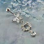 Piercing De Umbigo Pendurado Dourado Ou Prata Zirconia