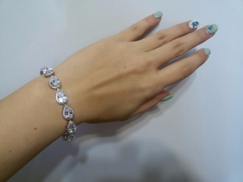 Pulseira Bracelete Dourada Com Zircônia Noiva Debutante Gota