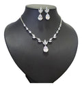 Conjunto Colar Brinco Noiva Pedra Zirconia Prata Gota Festa