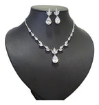 Conjunto Colar Brinco Noiva Pedra Zirconia Prata Gota Festa