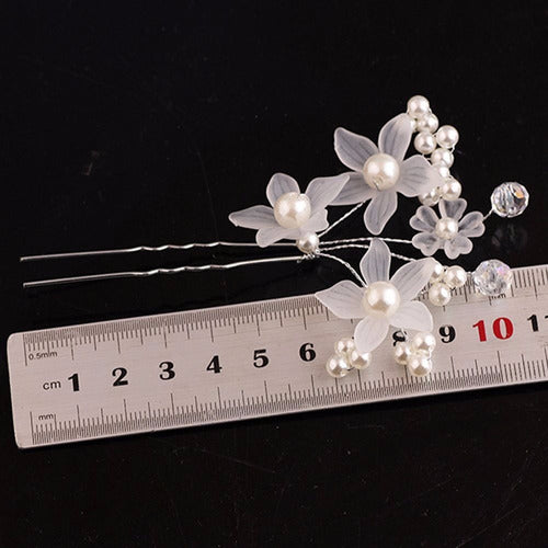 4 Arranjo Enfeite Cabelo Noiva Perola Dama Daminha Debutante