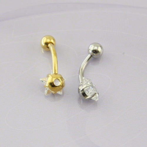 Piercing De Umbigo Dourado Ou Prata Estrela Pequeno Delicado