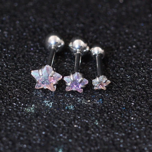 Piercing Tragus Helix Flat Cartilagem Mini Estrela 3 4 5 Mm