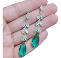 Brinco Verde Pedra Zirconia Dourado Folheado Ouro 18k