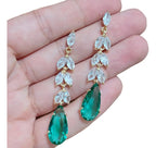 Brinco Verde Pedra Zirconia Dourado Folheado Ouro 18k