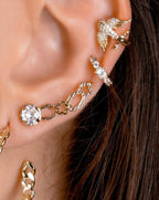 Piercing Falso Fake Dourado Pedra Zirconia Andorinha Pássaro Folheado A Ouro 18k Para Orelha E Cartilagem