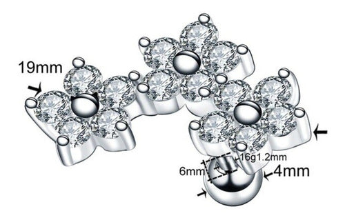 Piercing Cluster Helix Cartilagem  Pedras De Zirconia Flor