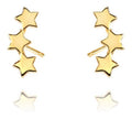 Brinco Infantil 2 Furo Prata Dourado Estrela Triplo F. Ouro