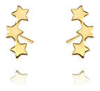 Brinco Infantil 2 Furo Prata Dourado Estrela Triplo F. Ouro