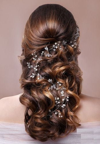 Tiara Arranjo Grinalda Cabelo Noiva Pérola Fio Strass Brilho