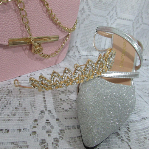 Coroa Tiara Arranjo Cabelo Noiva Strass Dourada Ouro