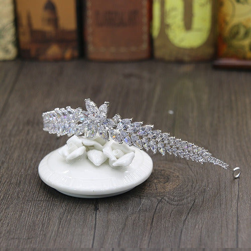 Coroa Tiara Cabelo Noiva Prata Zirconia Debutante Daminha