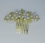 Arranjo Enfeite Cabelo Noiva Dama Dourado Strass Perola