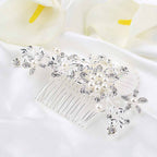 Arranjo Enfeite Cabelo Noiva Prata Strass Perola Barato