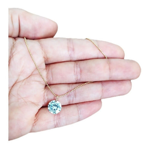 Colar Gargantilha Pedra Zirconia Dourado Ponto De Luz F Ouro