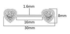 Piercing Para Mamilo Prata Pedra Zirconia Flor Coração Par