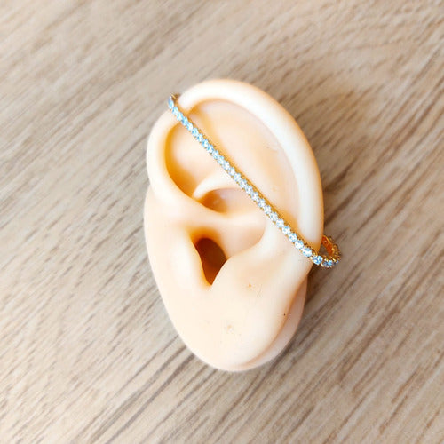 Piercing Fake Transversal Micro Zircônia Folheado Ouro 18k