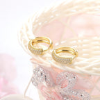 Brinco Argola Pedra Zirconia Dourado F. Ouro 18k  12 Mm