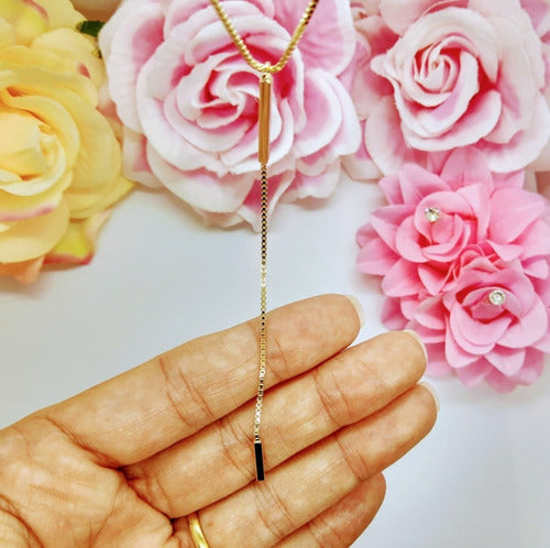 Colar Gravatinha Palito Folheado A Ouro 18k Dourado Semijoia