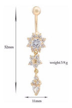 Piercing De Umbigo Pendurado Dourado Ou Prata Flor Zirconia
