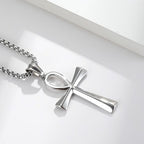 Corrente Aço Inox Pingente Cruz Inoxidável Tau Egipcia 50 Cm