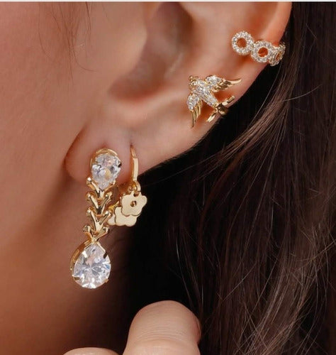 Piercing Argola Falso Fake Dourado Pedra Zirconia Semi Joia