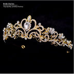 Coroa Tiara Arranjo Cabelo Noiva Strass Dourada Debutante
