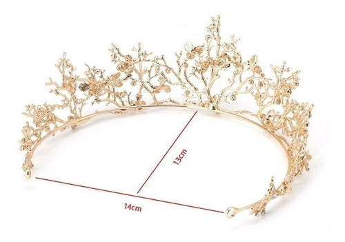 Coroa Cabelo Noiva Strass Dourada Debutante 15 Anos