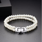 Pulseira Bracelete Prata Zircônia E Pérola Noiva Debutante