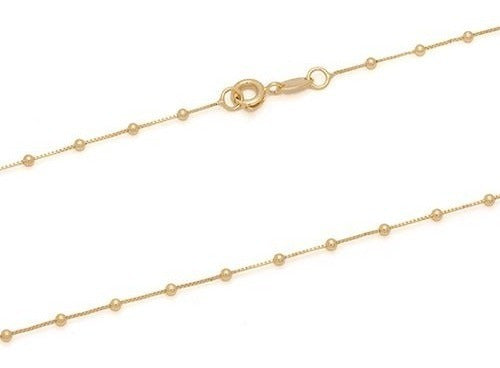 Colar De Bolinhas F. Ouro 18k Dourado Semi Joia 45 Cm