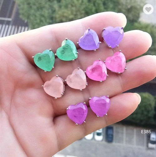 Conjunto Colar E Brinco Coração Pedra Zirconia Fusion Ice