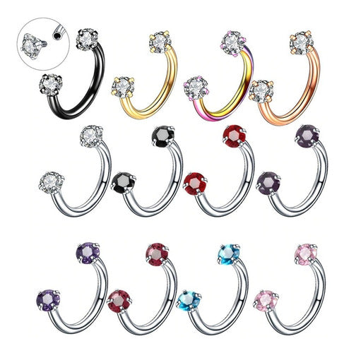 Piercing Septo Ferradura Nariz Cartilagem Pedra Zirconia Aço