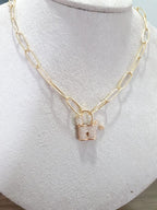 Colar Cadeado Mosquetão Moda Dourado Ou Prata Pedra Zirconia