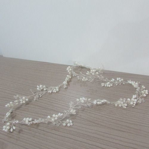Tiara Arranjo Grinalda Cabelo Noiva Pérola Fio Strass Brilho