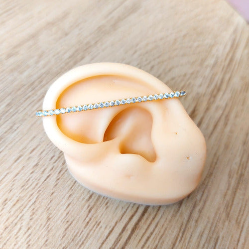 Piercing Fake Transversal Micro Zircônia Folheado Ouro 18k