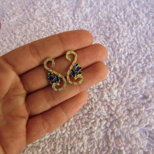 Brinco Dourado Noiva Pedra Zirconia Verde Azul Preto Festa