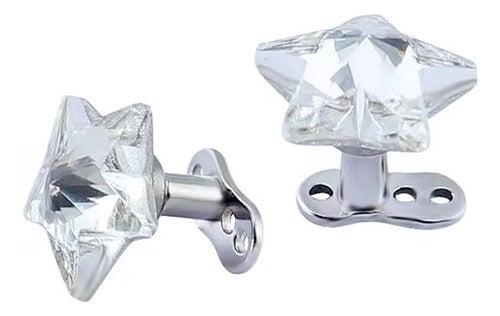 Piercing Microdermal Zirconia Pedra Coração Estrela Cruz Flo