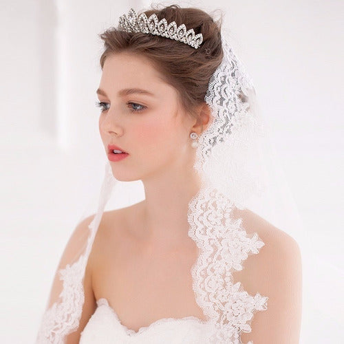 Coroa Tiara Cabelo Noiva Strass Prata Luxo Debutante
