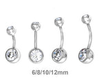 Piercing Umbigo 2 Pedras Aço Cirúrgico Haste De 6 8 10 Mm
