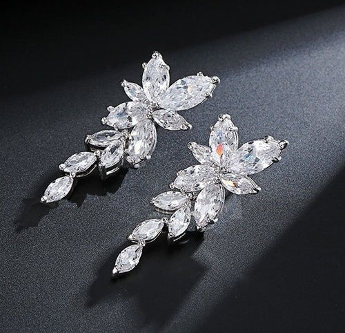 Brinco Noiva Pedra Zirconia Prata Festa Debutante Delicado