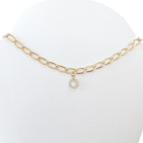 Colar Corrente Cartier Grossa Pingente Pedra Zirconia F Ouro