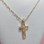 Colar Cruz Crucifixo Jesus Masculino Zirconia Banhado Ouro