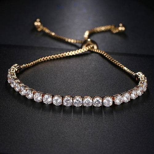 Pulseira Bracelete Dourada Pedra Zircônia Noiva Debutante