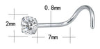 Piercing Nariz Nostril Aço Pedra Zirconia 3mm Pt De Luz